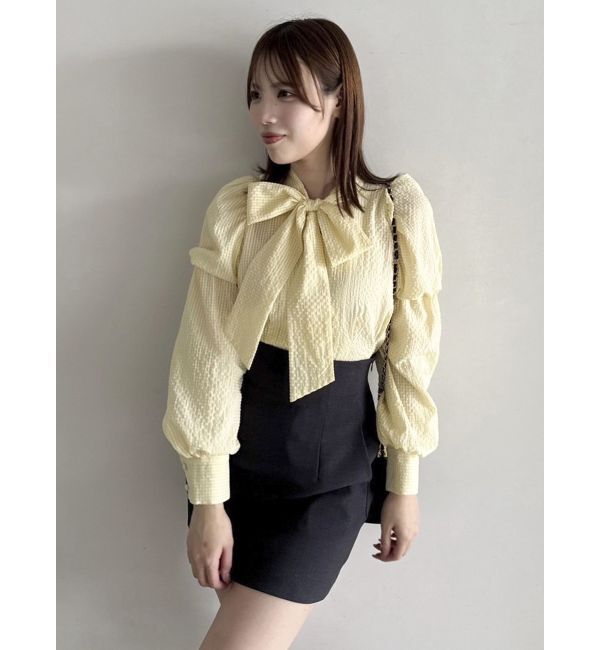 dazzlin「ペプラムボリュームスリーブボウタイブラウス」|シャツ・ブラウス|