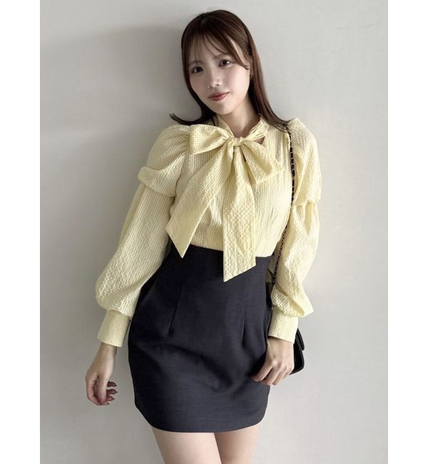dazzlin「ペプラムボリュームスリーブボウタイブラウス」|シャツ・ブラウス|
