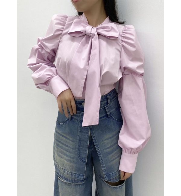 dazzlin「ペプラムボリュームスリーブボウタイブラウス」|シャツ・ブラウス|ピンク