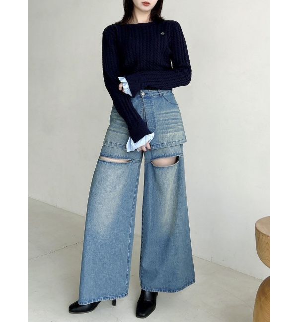 dazzlin「ケーブルシャツドッキングニット」|ニット・セーター|