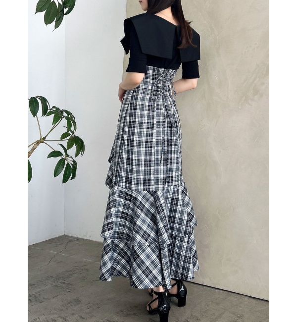 dazzlin「ラッフルマーメイドコンビワンピース」|ワンピース|ブラック