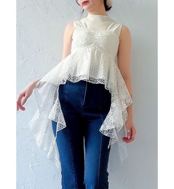 dazzlin「レースビッグフリルブラウス」|シャツ・ブラウス|オフホワイト