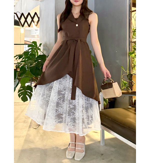 dazzlin「ドレープタックレイヤードワンピース」|ワンピース|ブラウン