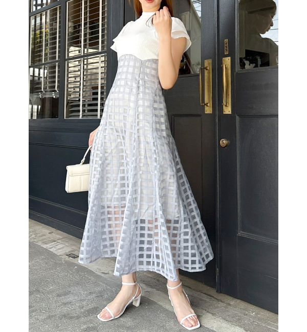 dazzlin「【20周年記念復刻！/WEB限定】シアーチェックコルセットワンピース」|ワンピース|オフホワイト