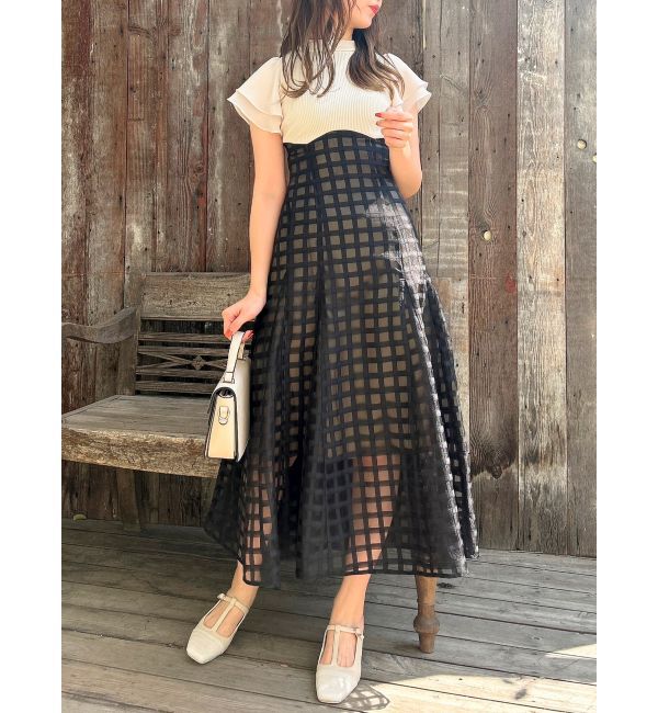 dazzlin「【20周年記念復刻！/WEB限定】シアーチェックコルセットワンピース」|ワンピース|