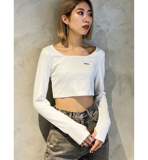 EMODA「プレートクロップトップ」|Tシャツ・カットソー|ホワイト