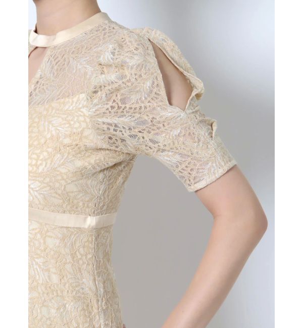 MERCURYDUO「オープンショルダーレースパイピングドレス」|ドレス|