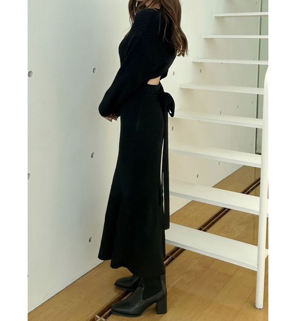 MERCURYDUO「バックシャンツイストデザインニットワンピース」|ワンピース|