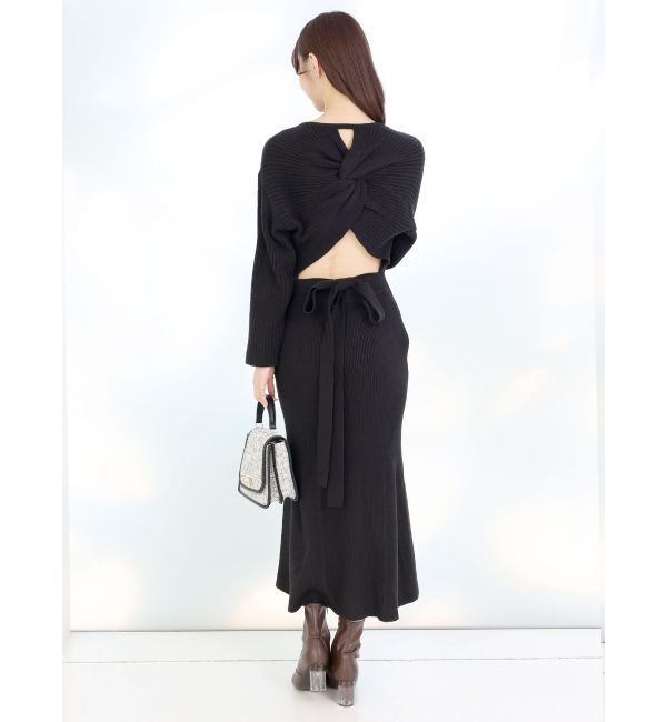 MERCURYDUO「バックシャンツイストデザインニットワンピース」|ワンピース|