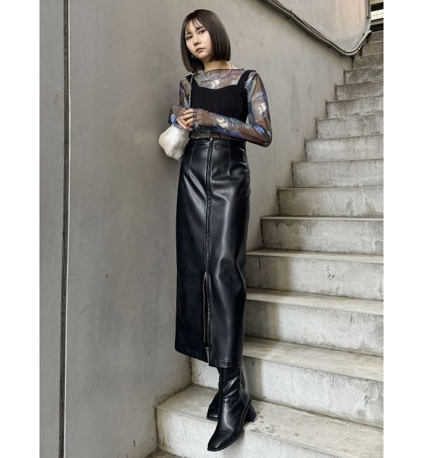 MURUA「マルチウェイナローフェイクレザースカート」|スカート|