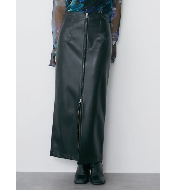 MURUA「マルチウェイナローフェイクレザースカート」|スカート|ブラック