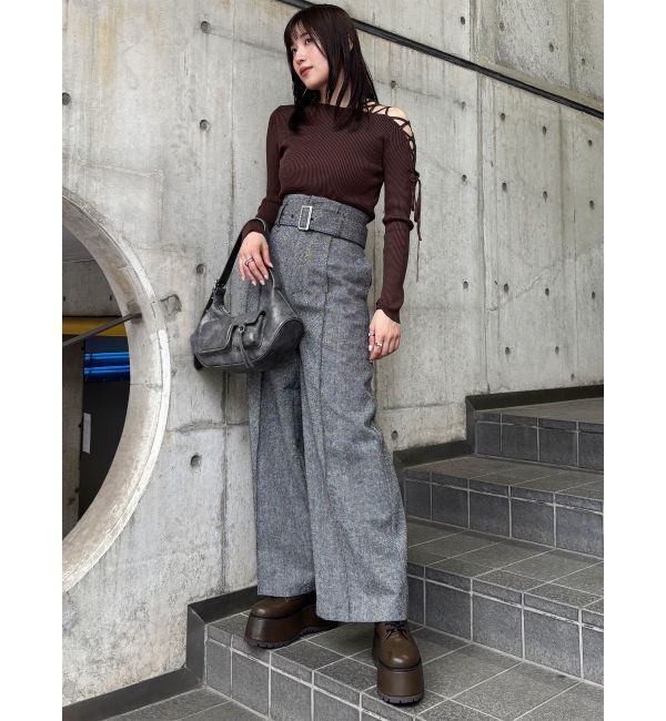 MURUA「デコルテレースアップリブニット」|ニット・セーター|