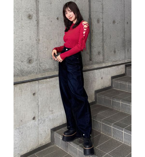 MURUA「デコルテレースアップリブニット」|ニット・セーター|