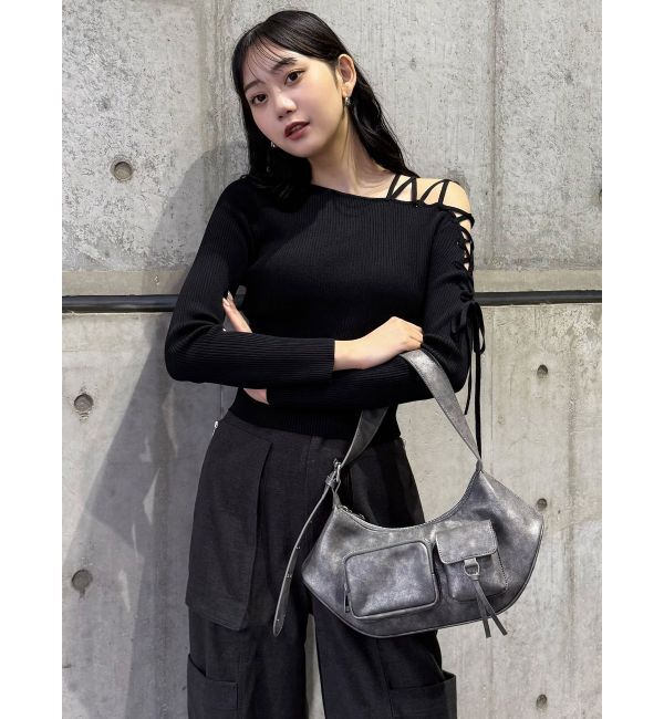 MURUA「デコルテレースアップリブニット」|ニット・セーター|