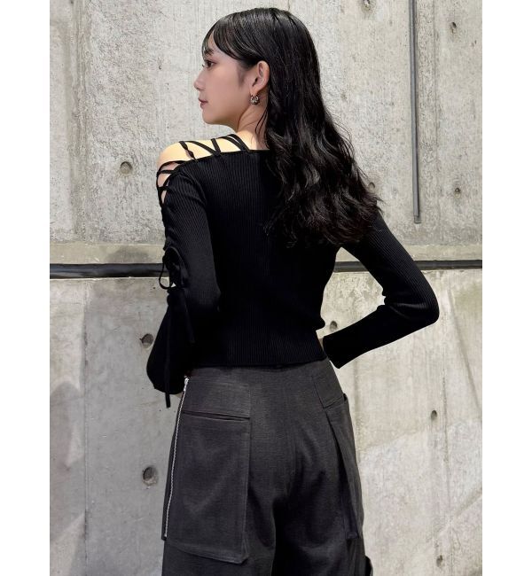 MURUA「デコルテレースアップリブニット」|ニット・セーター|