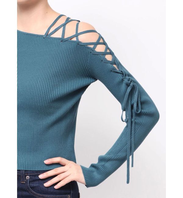 MURUA「デコルテレースアップリブニット」|ニット・セーター|