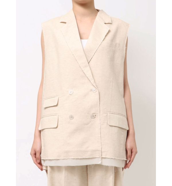 Ungrid「【Htage】バックデザインリネン混ノースリジャケット」|ベスト・ジレ|