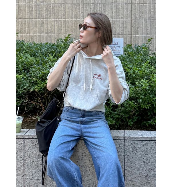 Ungrid「【WEB限定】ショートロゴプリントパーカー」|パーカー|ライトグレー