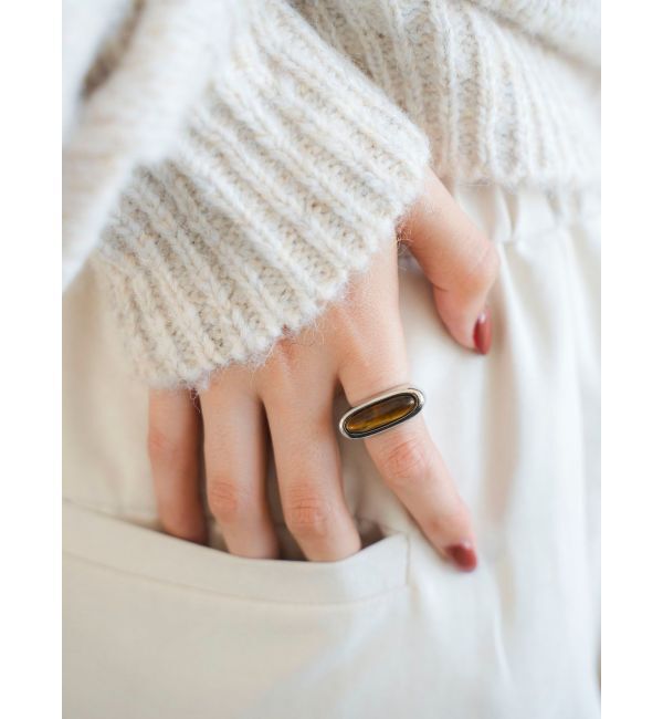 Ungrid「エリプスデザインストーンコンビリング」|リング|ブラウン