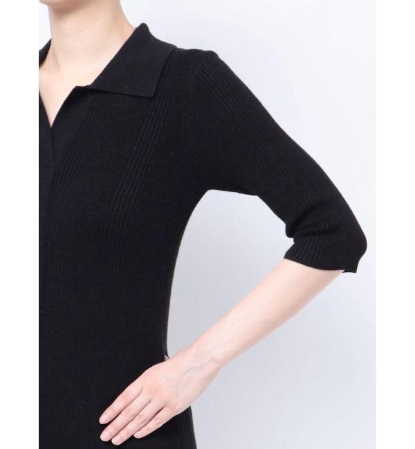 LAGUNAMOON「カラーネックハーフスリーブニットワンピース」|ワンピース|