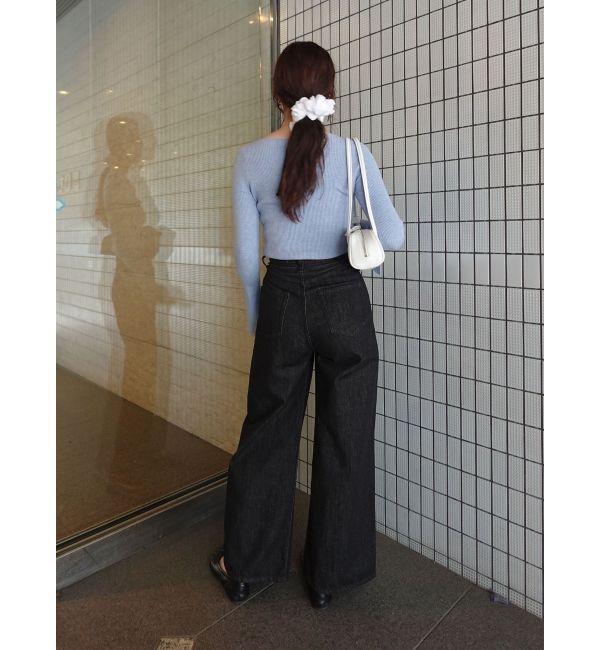 LAGUNAMOON「アシンメトリードレープフレアスリーブニット」|ニット・セーター|