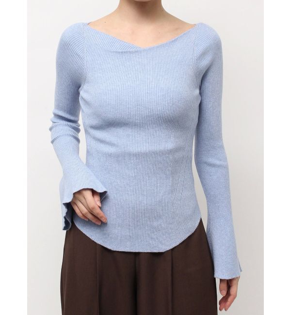 LAGUNAMOON「アシンメトリードレープフレアスリーブニット」|ニット・セーター|