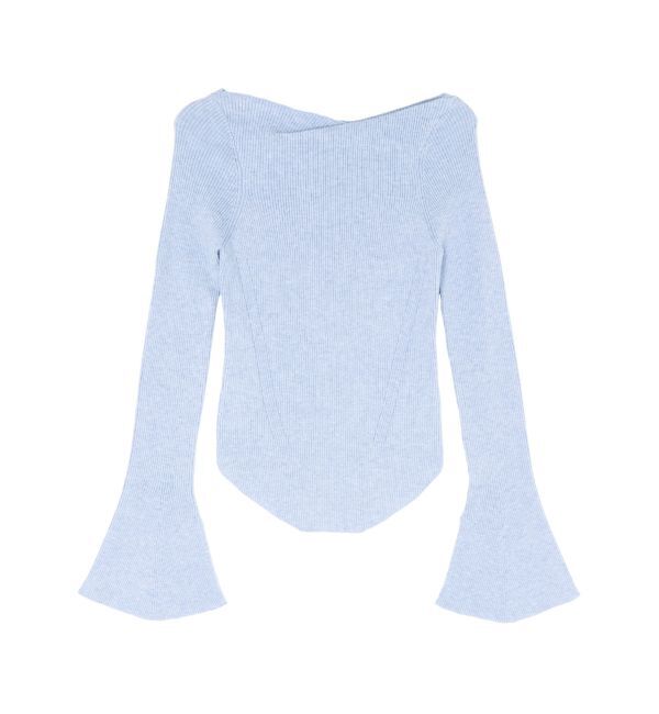 LAGUNAMOON「アシンメトリードレープフレアスリーブニット」|ニット・セーター|