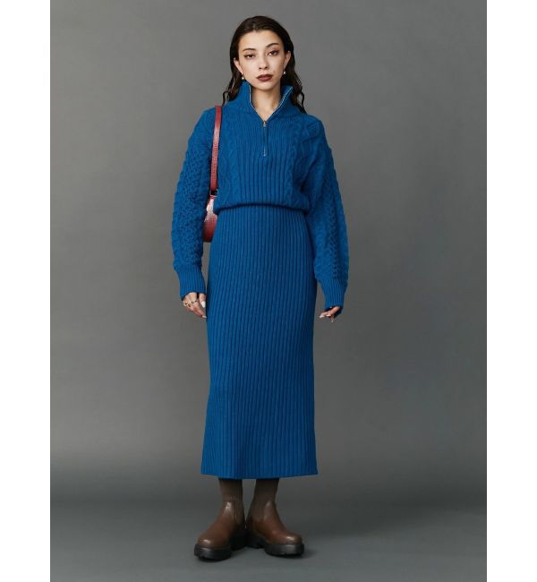 EVRIS「ハーフジップケーブルロングワンピース」|ワンピース|