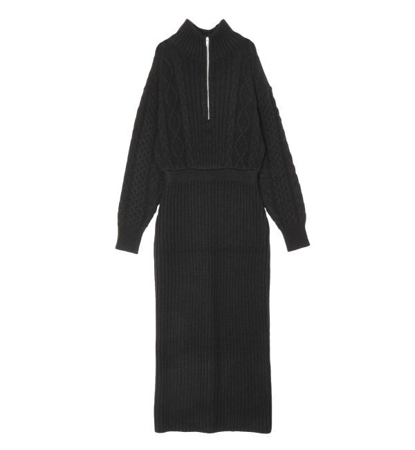 EVRIS「ハーフジップケーブルロングワンピース」|ワンピース|