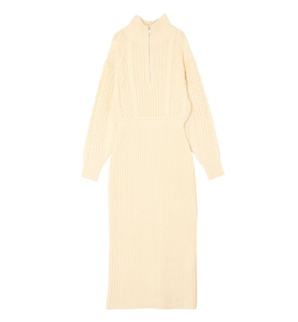 EVRIS「ハーフジップケーブルロングワンピース」|ワンピース|