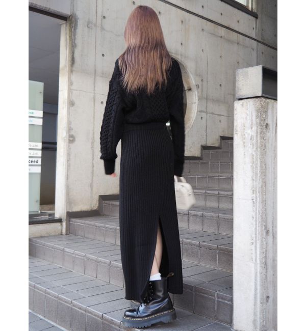 EVRIS「ハーフジップケーブルロングワンピース」|ワンピース|