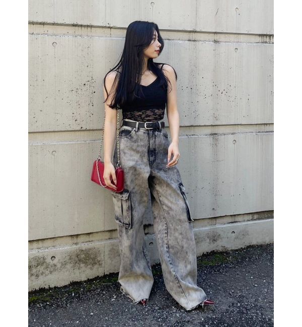 EVRIS「ブリーチデニムカーゴパンツ」|デニム|