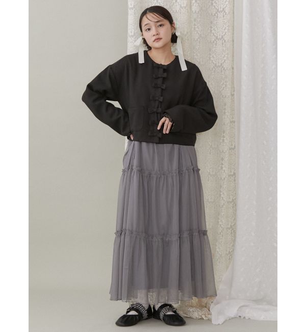 merry jenny「リボンノーカラージャケット【セットアップ着用可能】」|ノーカラージャケット|