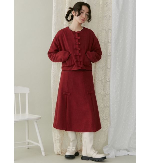 merry jenny「リボンノーカラージャケット【セットアップ着用可能】」|ノーカラージャケット|