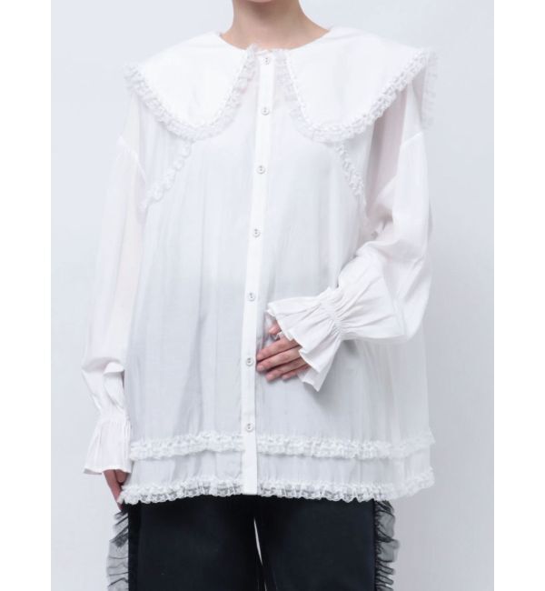 merry jenny「サテンフリルブラウス」|シャツ・ブラウス|