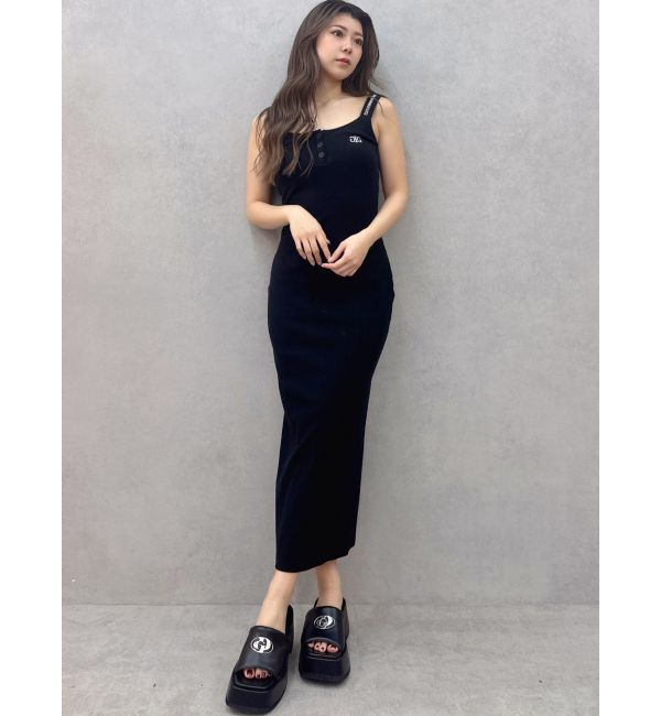 GYDA「フロントボタンSymmetryGYDAキャミロングワンピース」|ワンピース|ブラック