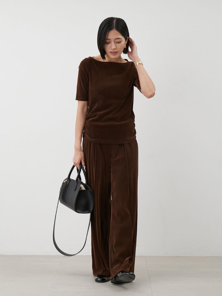 Mila Owen「【セットアップ対応】ベロアSET UP2wayボートネックプルオーバー」|Tシャツ・カットソー|