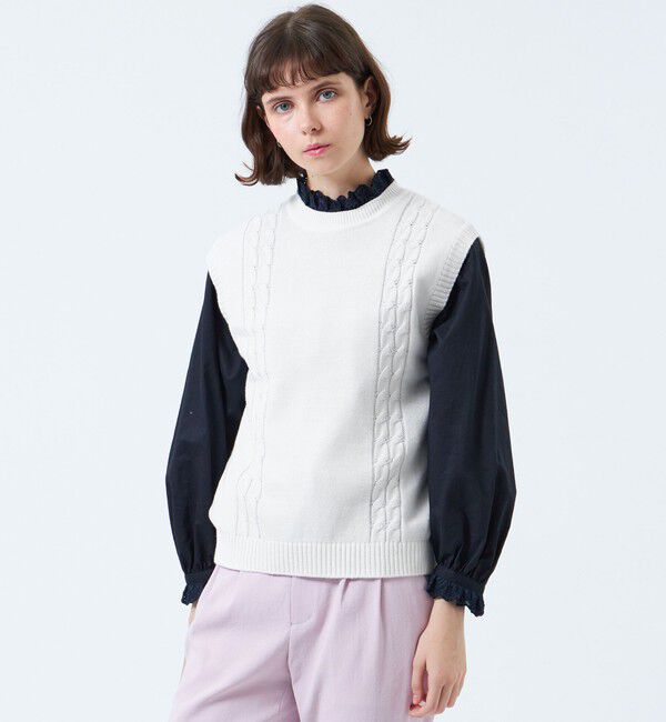 MACKINTOSH PHILOSOPHY「ケーブルベスト」|ニット・セーター|オフホワイト