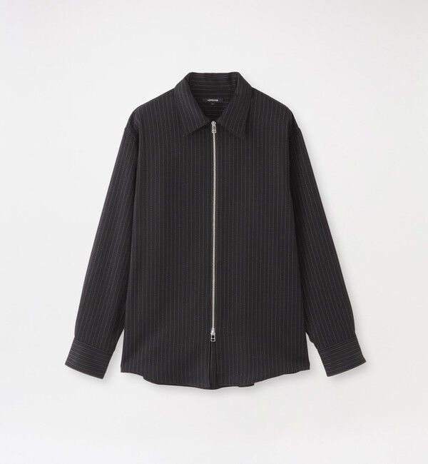  「ピンストライプジップシャツ」|シャツ・ブラウス|ブラック