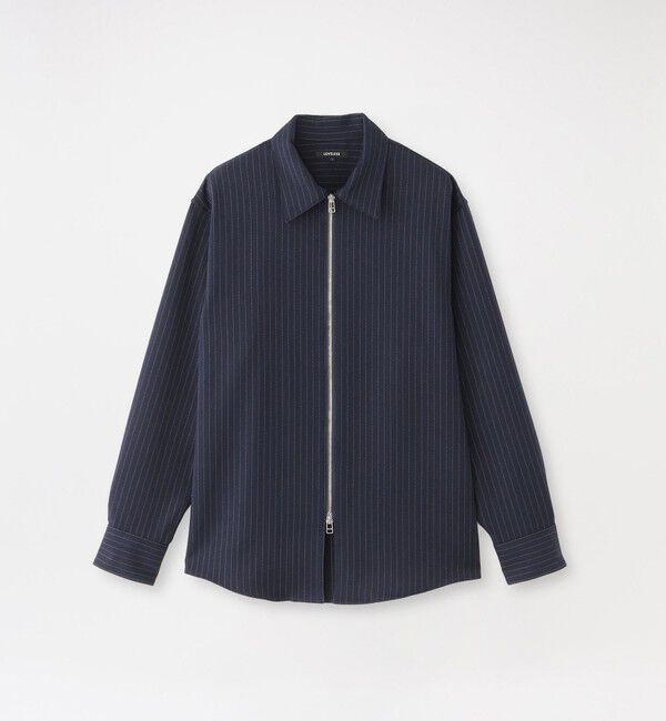 「ピンストライプジップシャツ」|シャツ・ブラウス|ネイビー