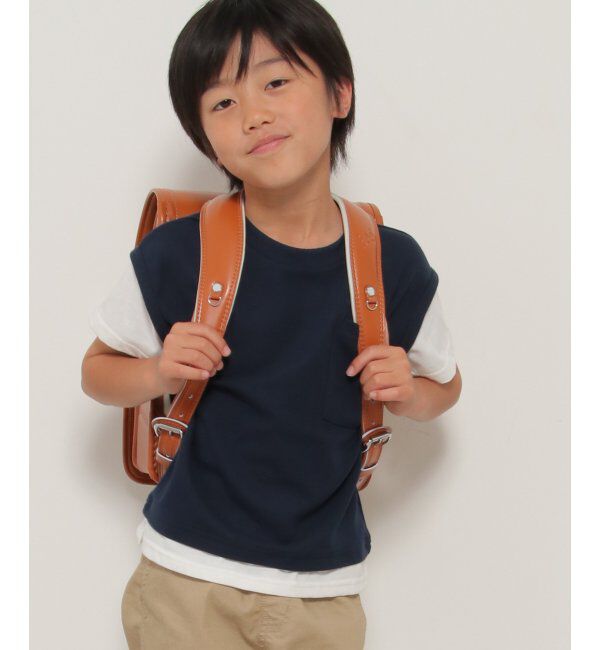 ikka kids「ポケ付き鹿の子ベストレイヤードTシャツ（120~160cm）」|Tシャツ・カットソー|