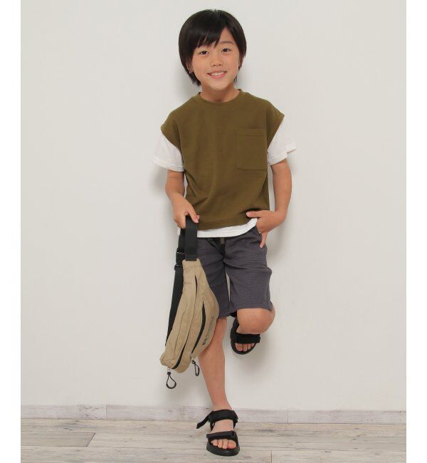 ikka kids「ポケ付き鹿の子ベストレイヤードTシャツ（120~160cm）」|Tシャツ・カットソー|