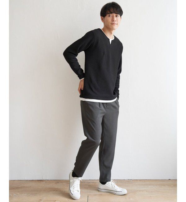 ikka「ワッフルキーネックレイヤード」|Tシャツ・カットソー|