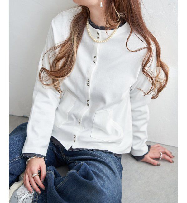 Lbc with Life「ポンチミニスナップボタンカーディガン」|カーディガン|オフホワイト