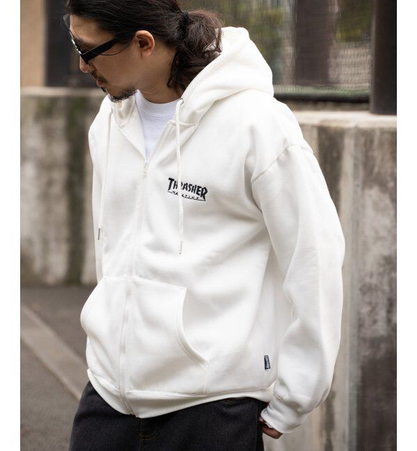 VENCE share style「THRASHER スラッシャー ジップパーカー」|カーディガン|ホワイト