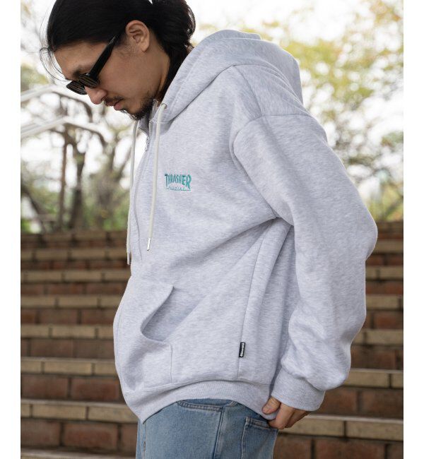 VENCE share style「THRASHER スラッシャー ジップパーカー」|カーディガン|グレー