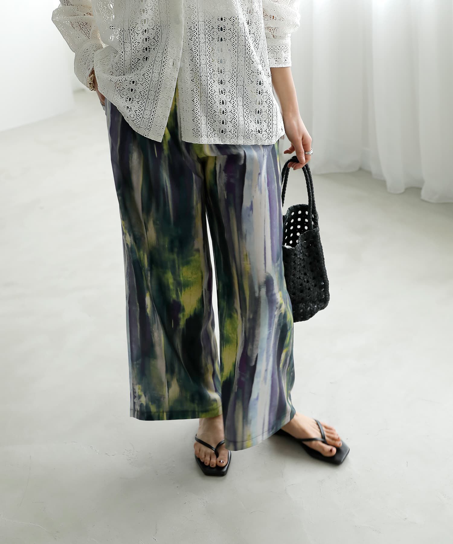 STYLE DELI「水彩ストライプ柄ワイドパンツ」|その他|