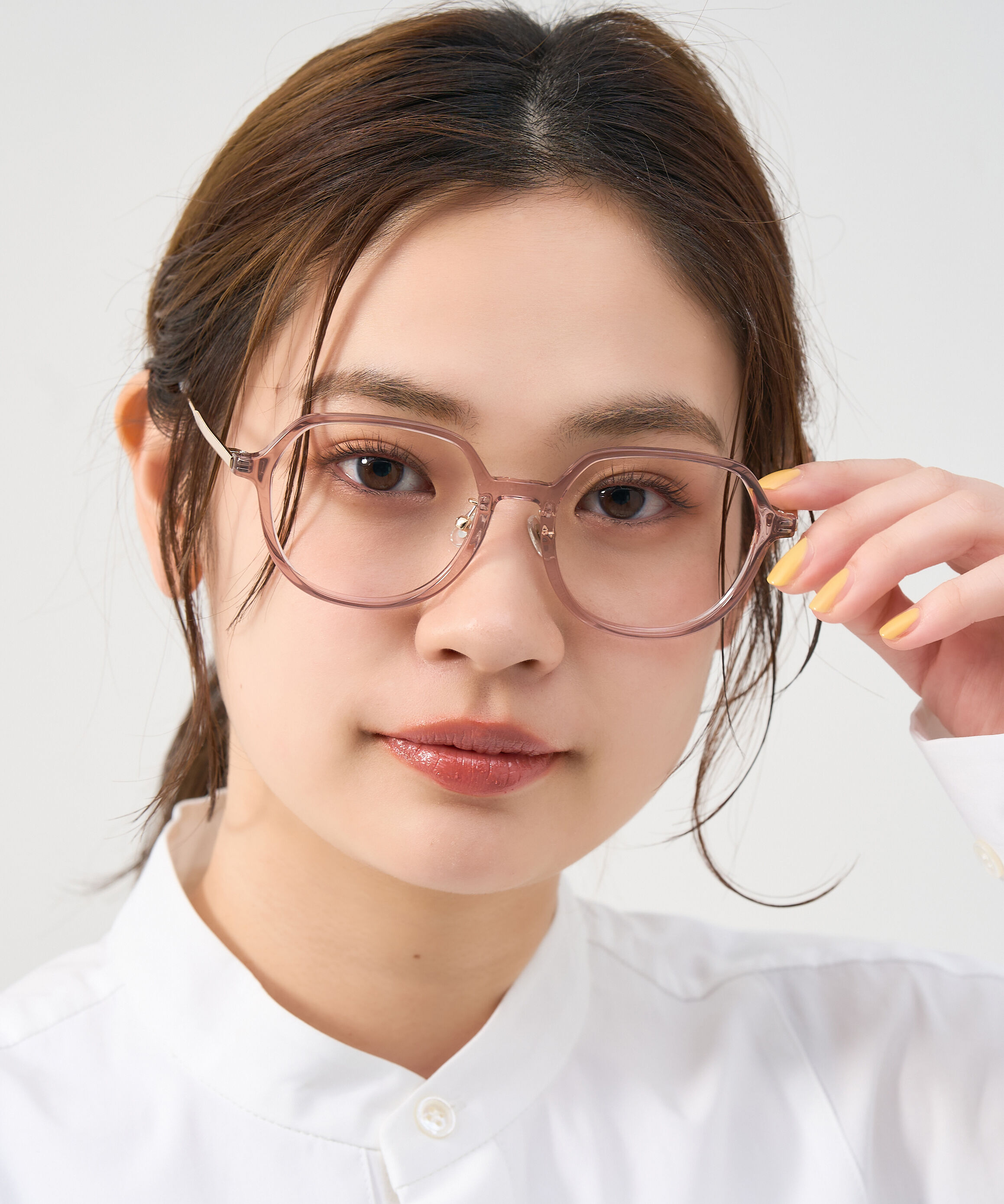  「ボストン型 メガネ｜メタルが高級感漂わすボストンフレーム 伊達メガネ 度付きメガネ レンズ交換券付き」|メガネ|ピンク