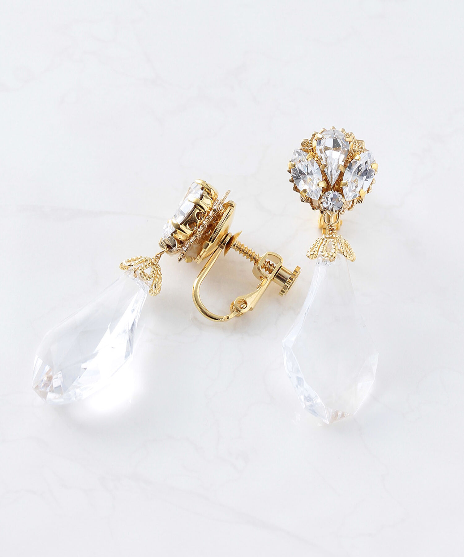  「ビジュー&times;クリアしずく　イヤリング」|イヤリング|