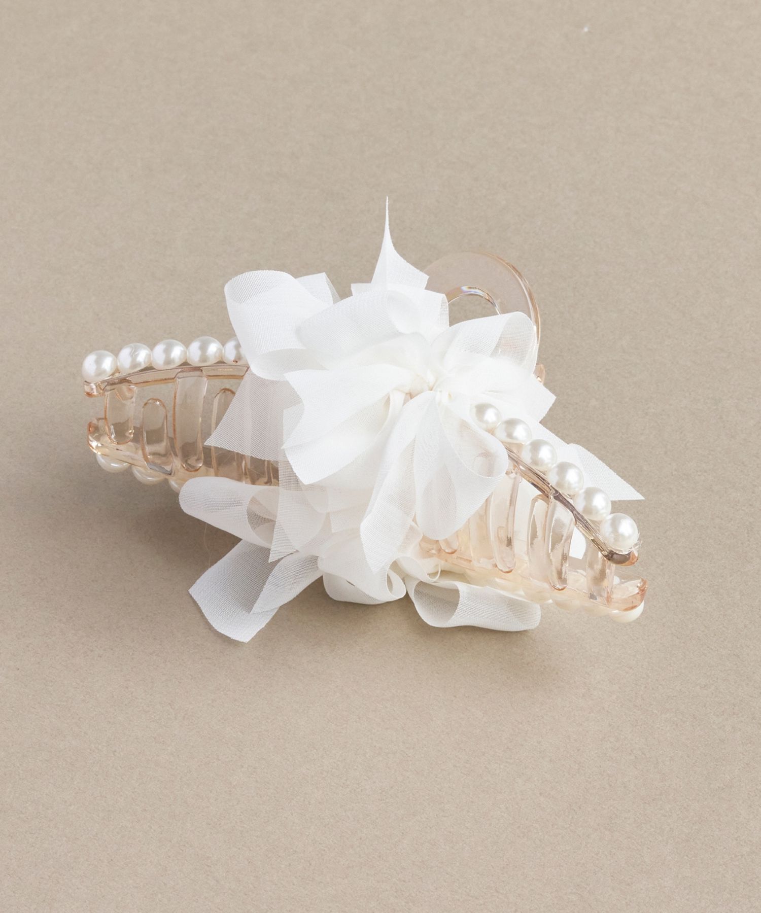 Phoebe「フリルリボンパールバンスクリップ　ホワイト」|その他|
